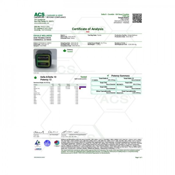 Exhale Wellness Delta 8 Crumble 1g