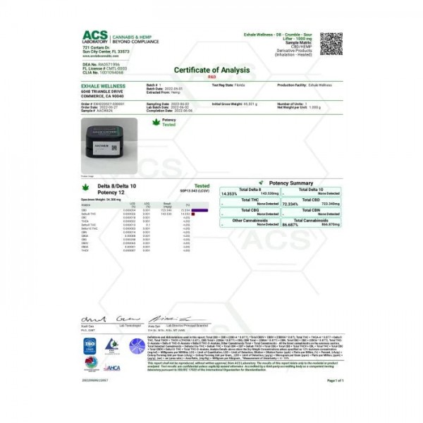 Exhale Wellness Delta 8 Crumble 1g