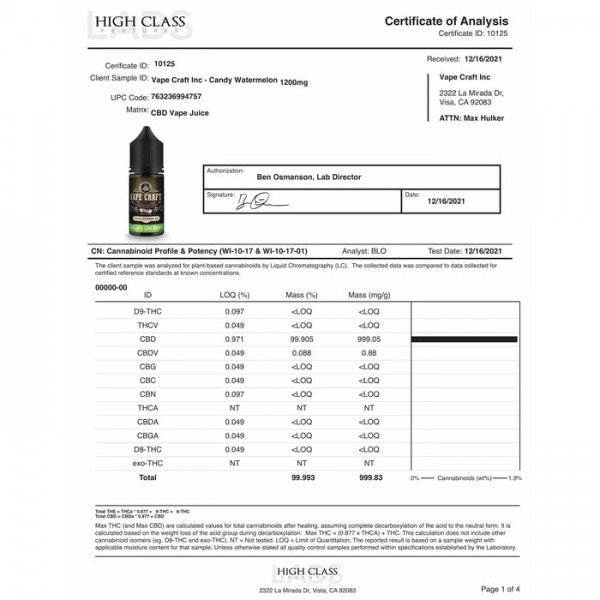 Vape Craft CBD Vape Juice