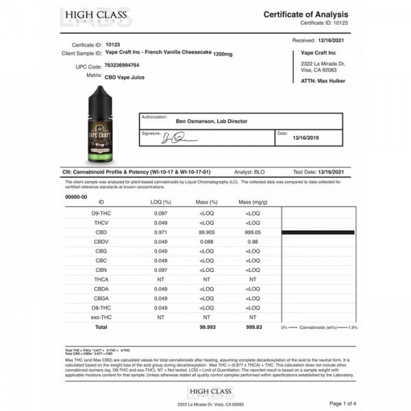 Vape Craft CBD Vape Juice