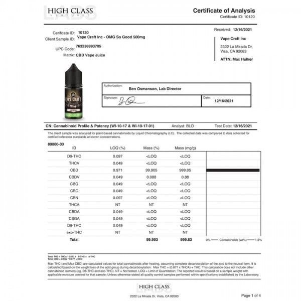 Vape Craft CBD Vape Juice