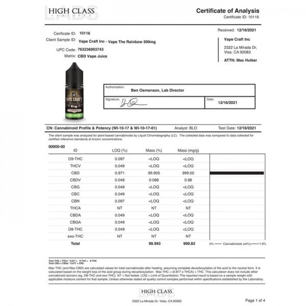 Vape Craft CBD Vape Juice